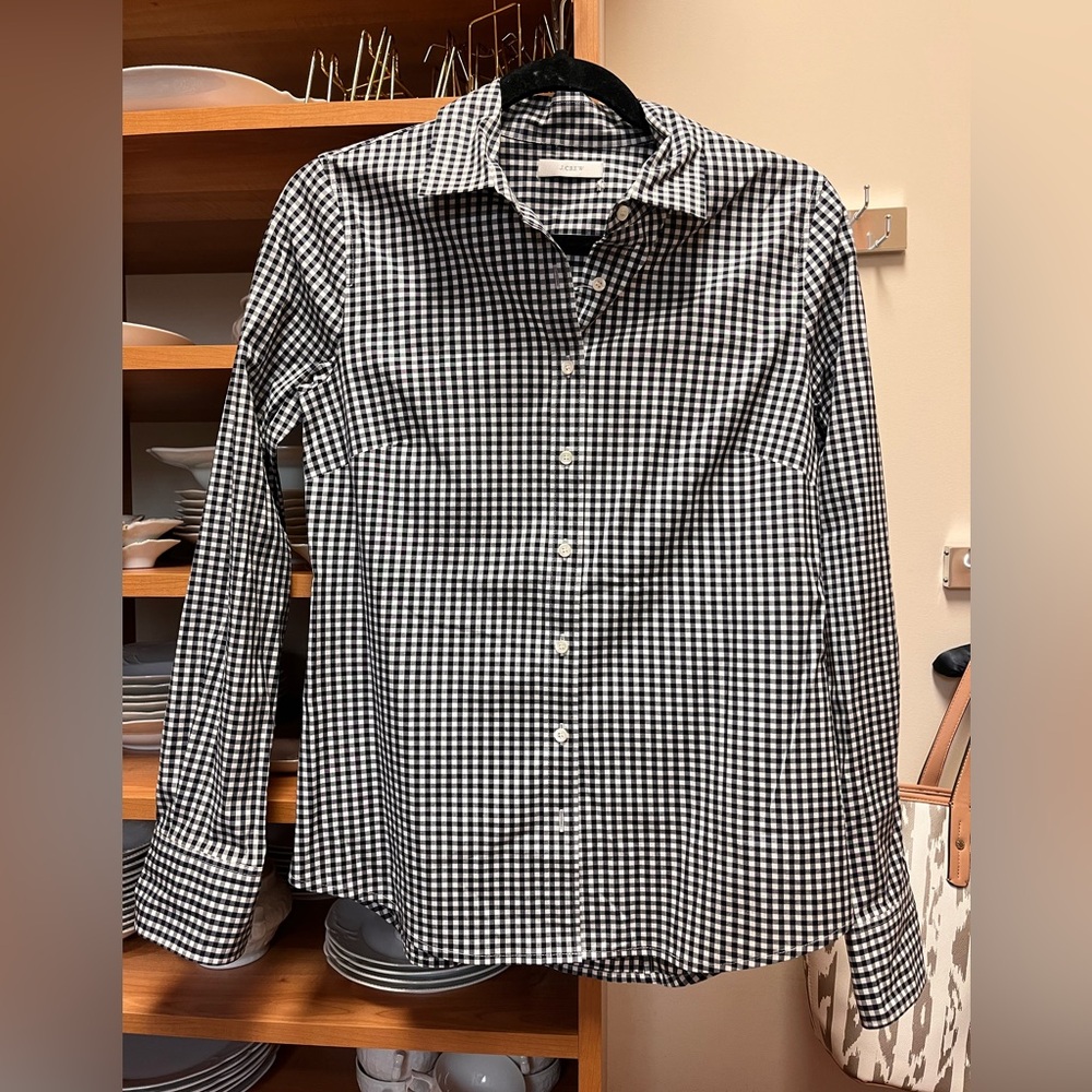 J. Crew Women’s black and white checkered button down shirt size Small